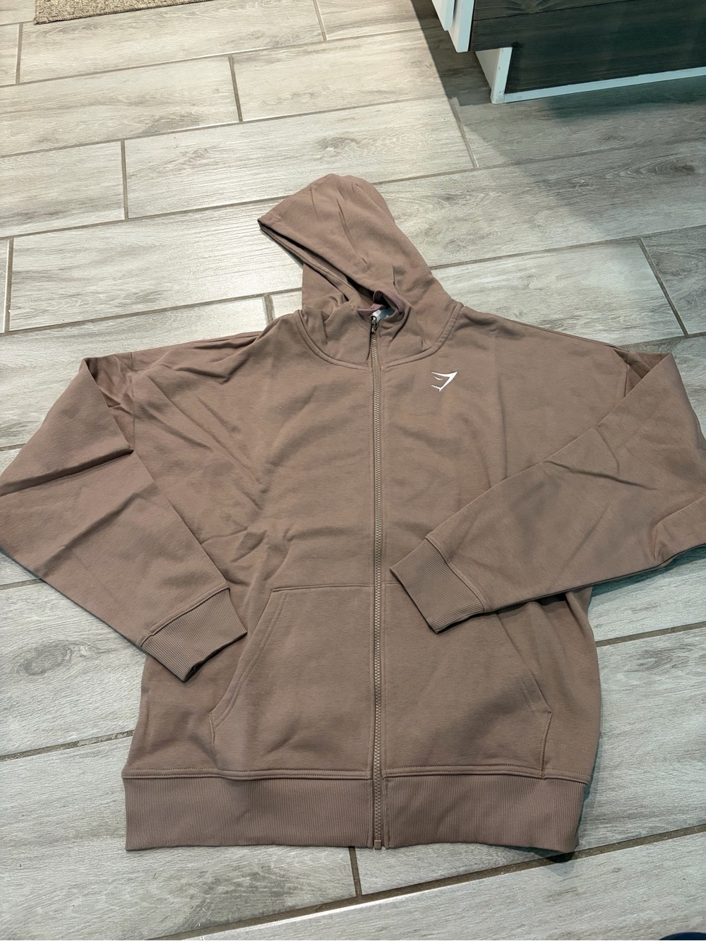 Gymshark Men’s Crest Zip Up Oversized Hoodie Brown Size Medium NEW